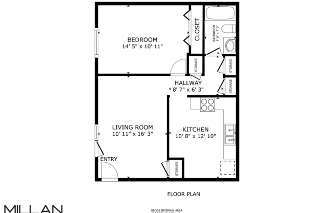 1 bed, 1 bath, 616 sqft, $855, Unit B-8