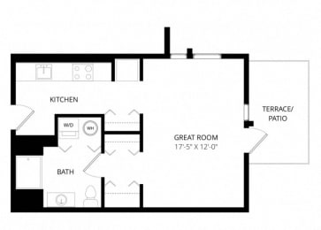Studio, 1 bath, 507 sqft, $1,255