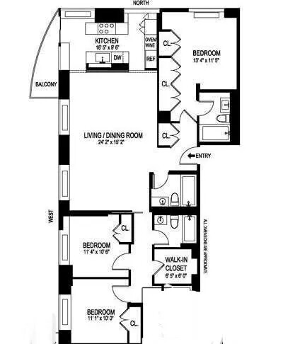 3 beds, 3 baths, $13,000, Unit 2303