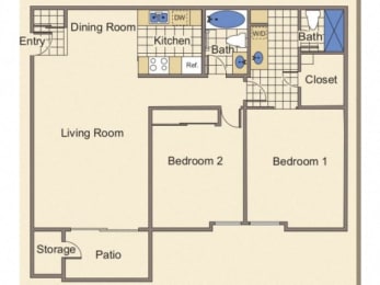 2 beds, 2 baths, 1,050 sqft, $2,190