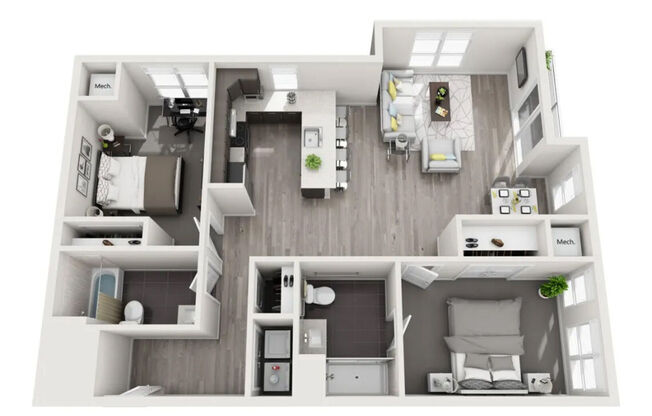 2 beds, 2 baths, 1,196 sqft, $2,383