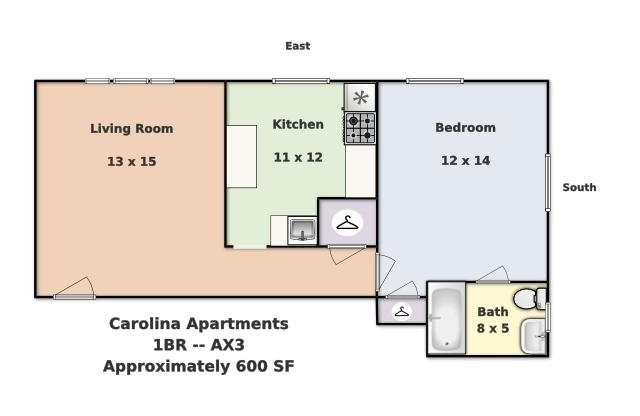 1 bed, 1 bath, 600 sqft, $1,525, Unit AX3