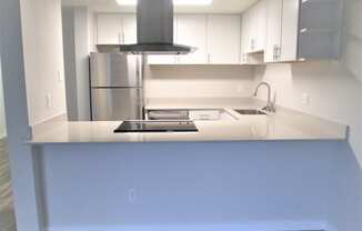 Cedar One Bedroom Kitchen With Stainless Range Hood at Cedar Heights, Kirkland, WA