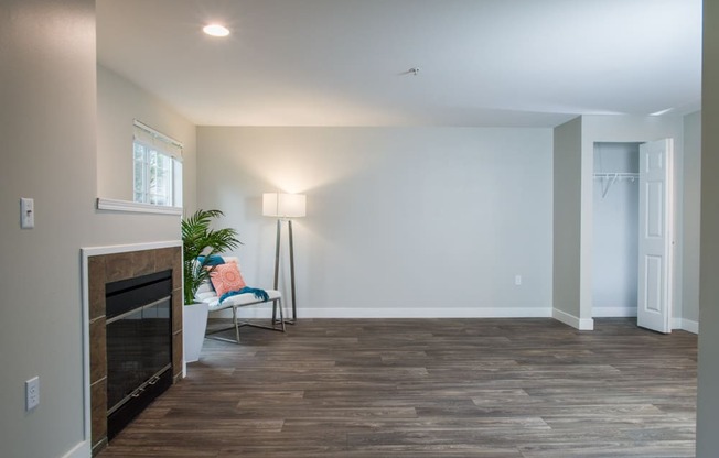 The Lighthouse Model Living Room with Fireplace