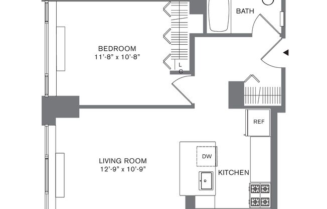 1 bed, 1 bath, 596 sqft, $5,891, Unit 705