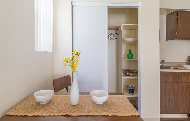 The Springs kitchen view with spacious pantry for food storage
