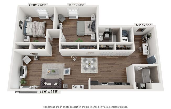 2 beds, 2 baths, 1,172 sqft, $2,980, Unit 402