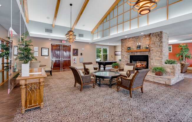 Clubhouse Featuring Vaulted Ceilings, Fire & Lounge