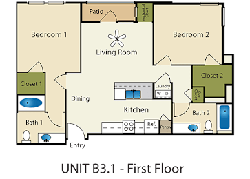 2 beds, 2 baths, 980 sqft, $1,559