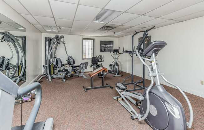 Fitness Center With Equipment For Resident Usage, Highland Plaza, Pittsburgh PA.