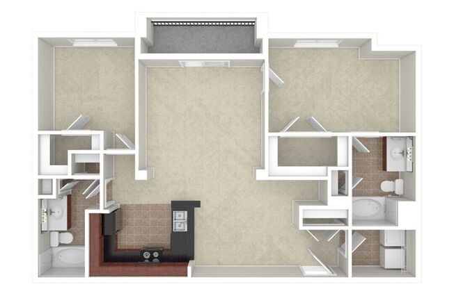 2 beds, 2 baths, 1,251 sqft, $1,897