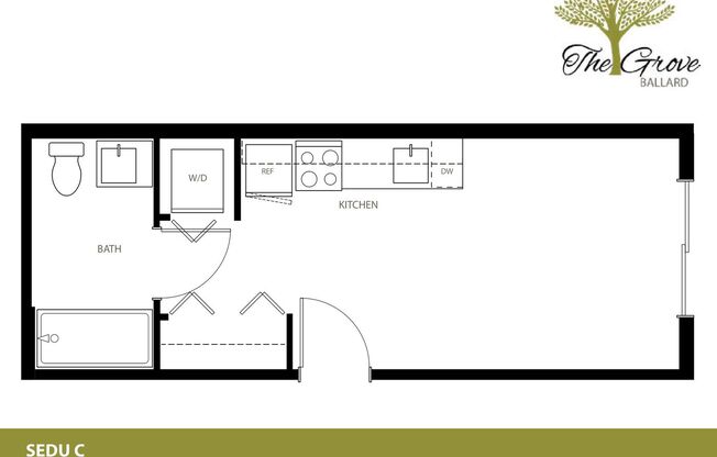 Studio, 1 bath, 275 sqft, $1,345, Unit 401