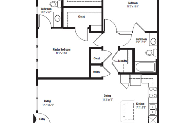 2 beds, 2 baths, 1,062 sqft, $2,108