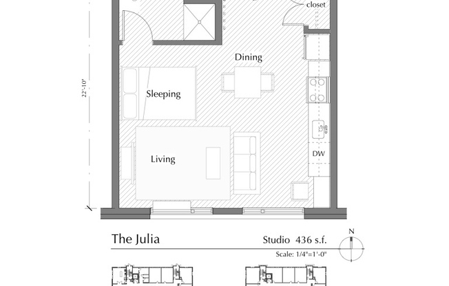 Studio, 1 bath, 436 sqft, $1,500, Unit #101