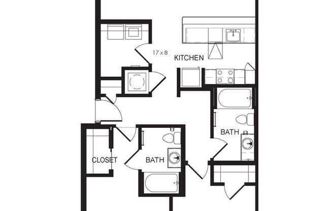 2 beds, 2 baths, 1,088 sqft, $1,599