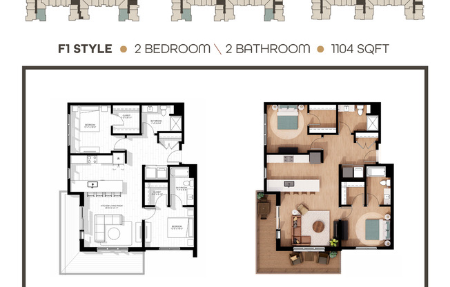 2 beds, 2 baths, 1,104 sqft, $2,770, Unit 227