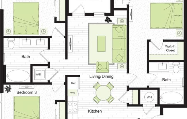 3 beds, 2 baths, 1,098 sqft, $1,821