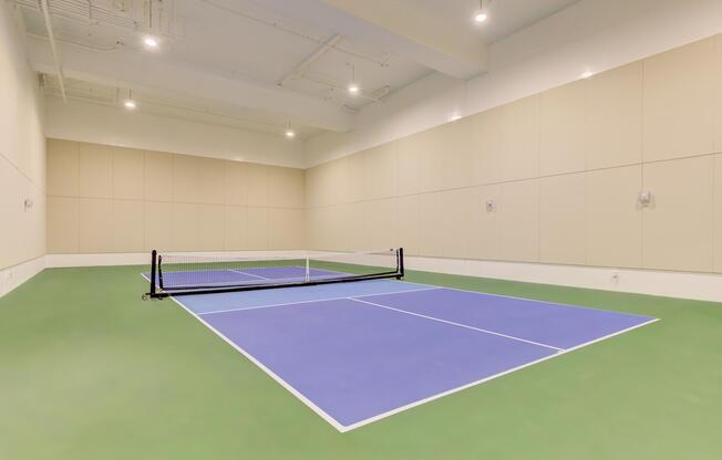 a blue and green court