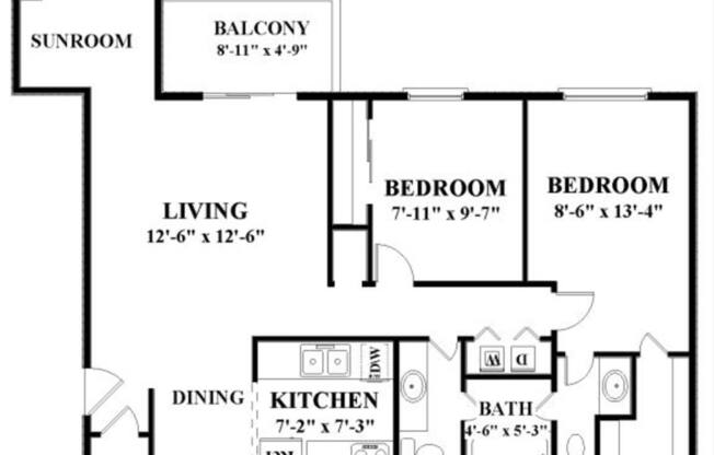2 beds, 2 baths, 1,127 sqft, $1,605