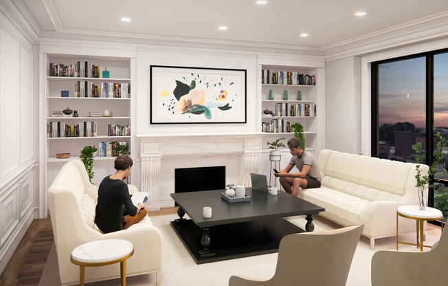Quarter Phase II features a luxury resident lounge with a bar and fireplace
