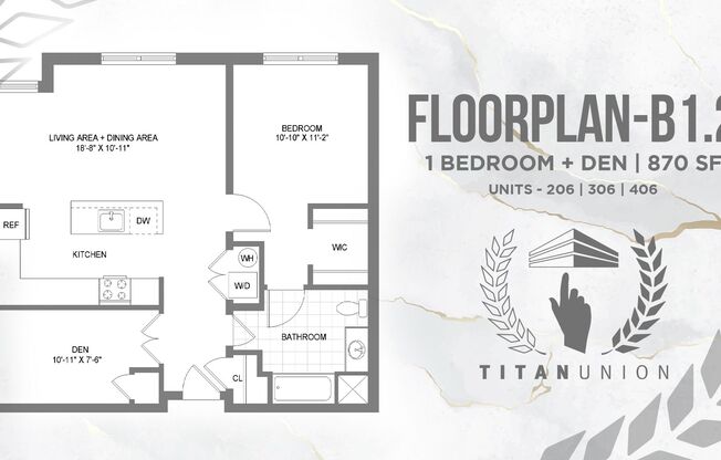 1 bed, 1 bath, 875 sqft, $2,800, Unit 305