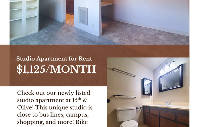 Studio, 1 bath, $1,125, Unit 35