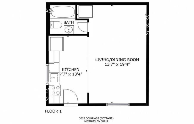 1 bed, 1 bath, 450 sqft, $715