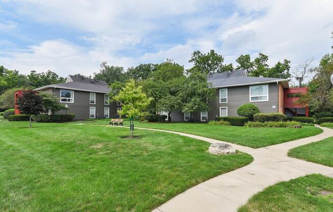 Walk path towards apartment at The View Apartments St Charles, St Charles, IL, 60174