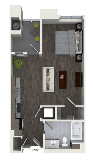 Studio, 1 bath, 578 sqft, $2,668