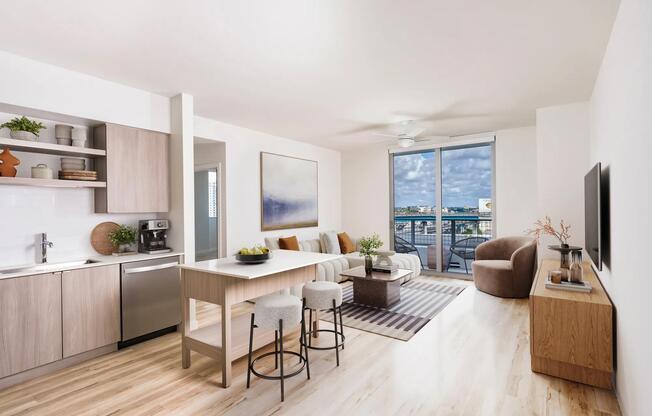 Studio, 1-, 2-, and 3-bedroom apartment homes with private balcony or patio in select homes.
