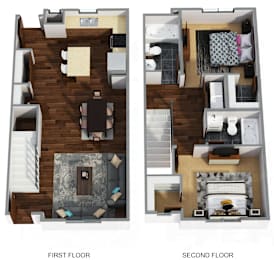 2 beds, 2 baths, 1,078 sqft, $1,291