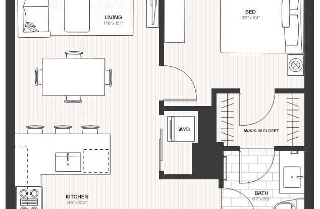 1 bed, 1 bath, 664 sqft, $3,600, Unit 702