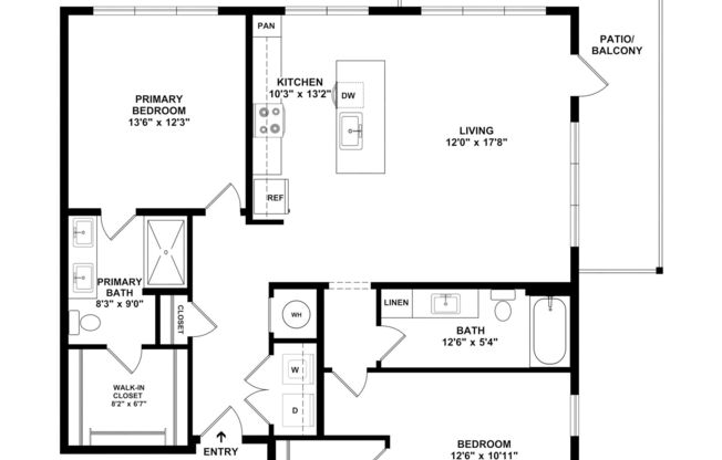 2 beds, 2 baths, 1,179 sqft, $1,979