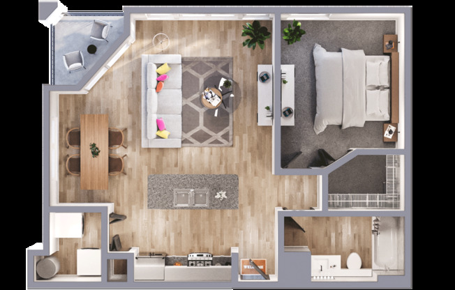 1 bed, 1 bath, 784 sqft, $1,412