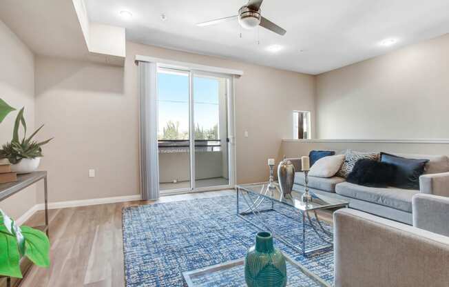 a living room with a couch and a coffee table