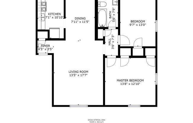 2 beds, 1 bath, 640 sqft, $1,535, Unit 4115T203