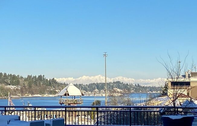 view of snowy Olympic Mountains at Harbor Heights 55+ Community, Olympia, WA