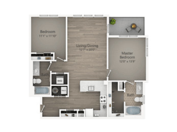 2 beds, 2 baths, 1,109 sqft, $1,617