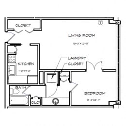 1 bed, 1 bath, 609 sqft, $1,911