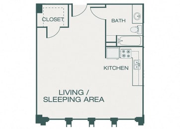 Studio, 1 bath, 583 sqft, $1,384