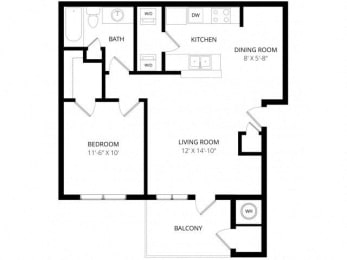 1 bed, 1 bath, 672 sqft, $1,355
