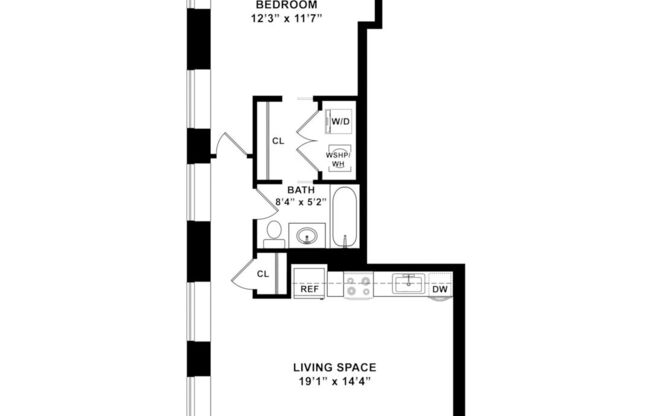 1 bed, 1 bath, 628 sqft, $1,525