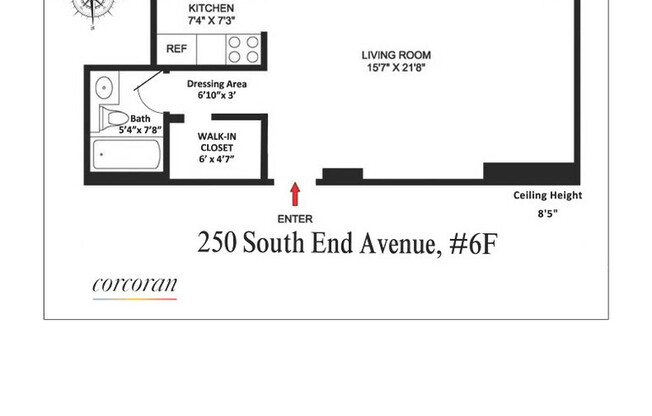 Studio, 1 bath, 515 sqft, $4,750, Unit 12F