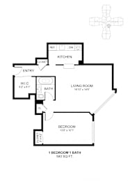 1 bed, 1 bath, 580 sqft, $1,418