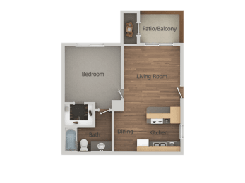 1 bed, 1 bath, 500 sqft, $1,009