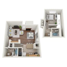 1 bed, 2 baths, 840 sqft, $1,445