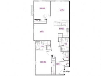 2 beds, 2 baths, 1,105 sqft, $3,500