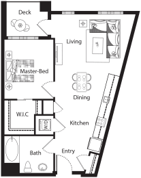 1 bed, 1 bath, 665 sqft, $2,989