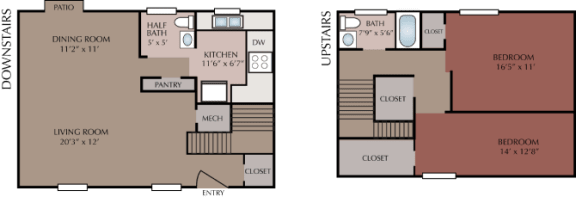 2 beds, 1.5 baths, 1,250 sqft, $1,359