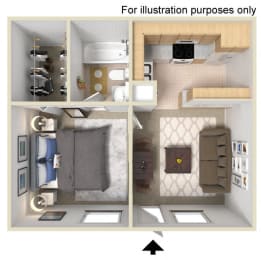 1 bed, 1 bath, 418 sqft, $1,659